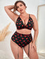 Plus Heart Pattern Garter Lingerie Set (Sizes 1XL, 3XL)