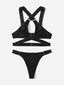 Grunge Solid Criss Cross Lingerie Set (Size M-L)