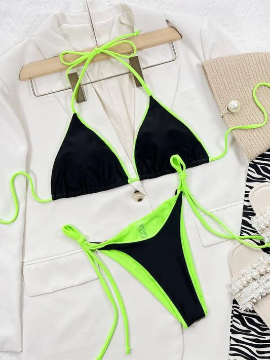 Black & Neon Green Bikini (Sizes S, M)