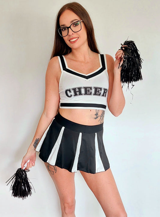 4pk Black Cheerleader Costume Set (Sizes M, L)
