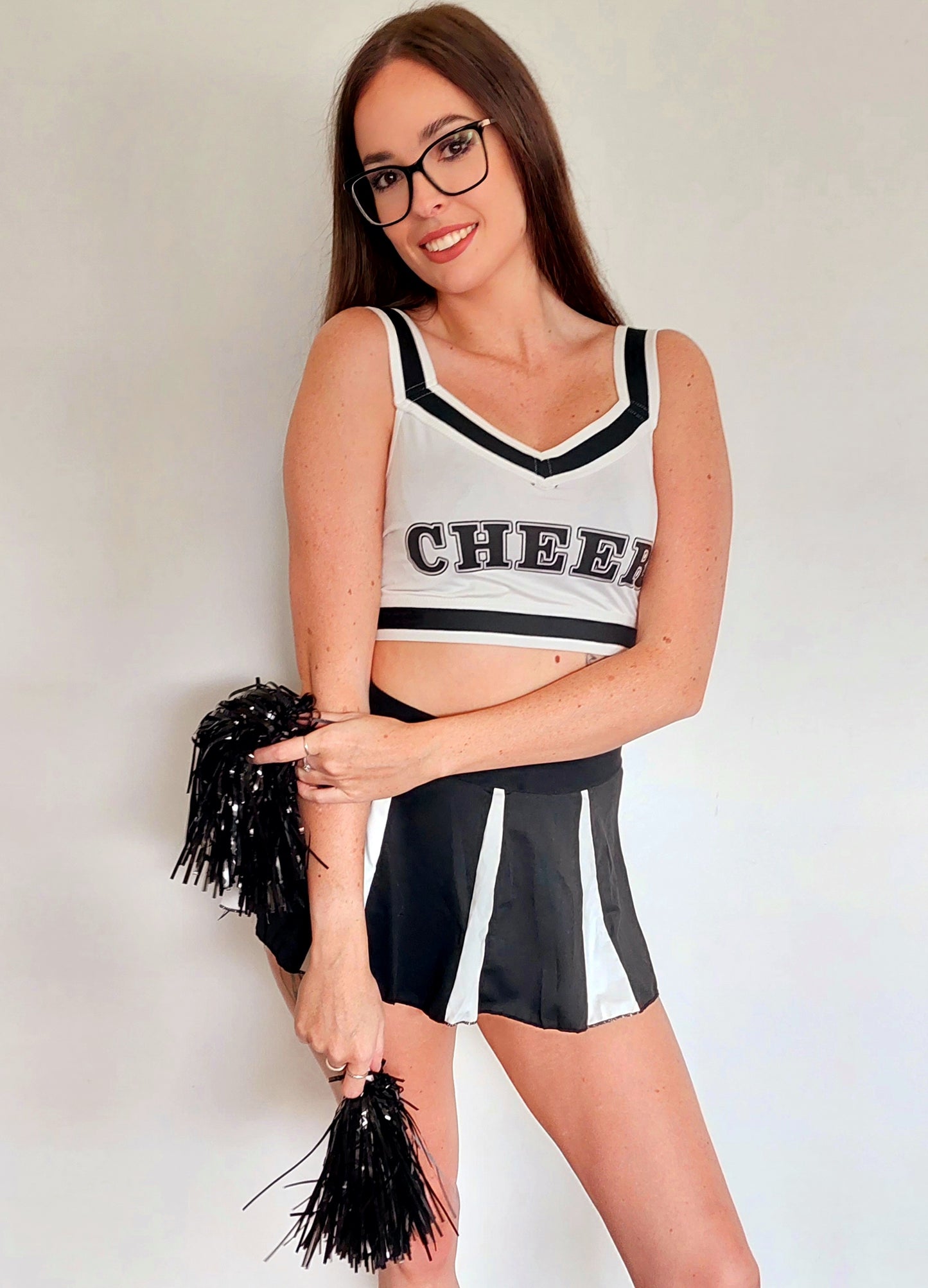 4pk Black Cheerleader Costume Set (Sizes M, L)