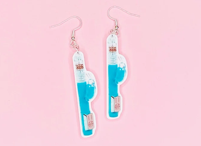 Blue Vibrator Earrings